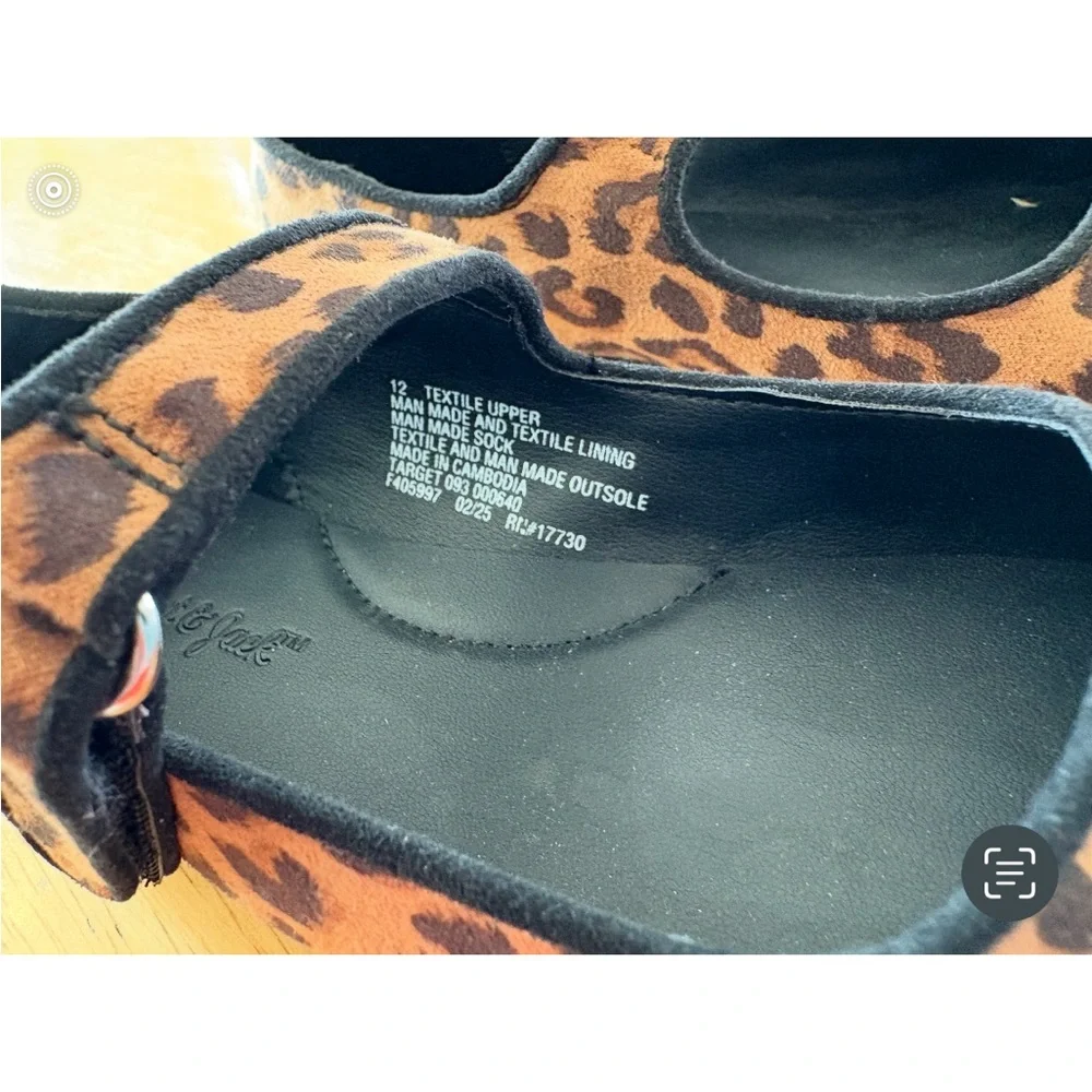 Cat & Jack Brown Leopard Print Mary Jane Shoes kids 12